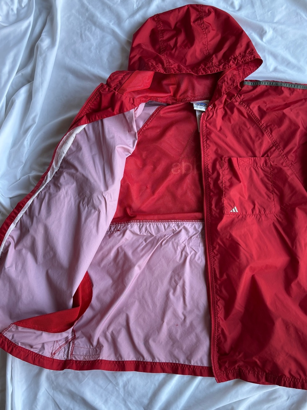 Y2K Red Adidas Zip Up Windbreaker Jacket - Picture 4 of 7
